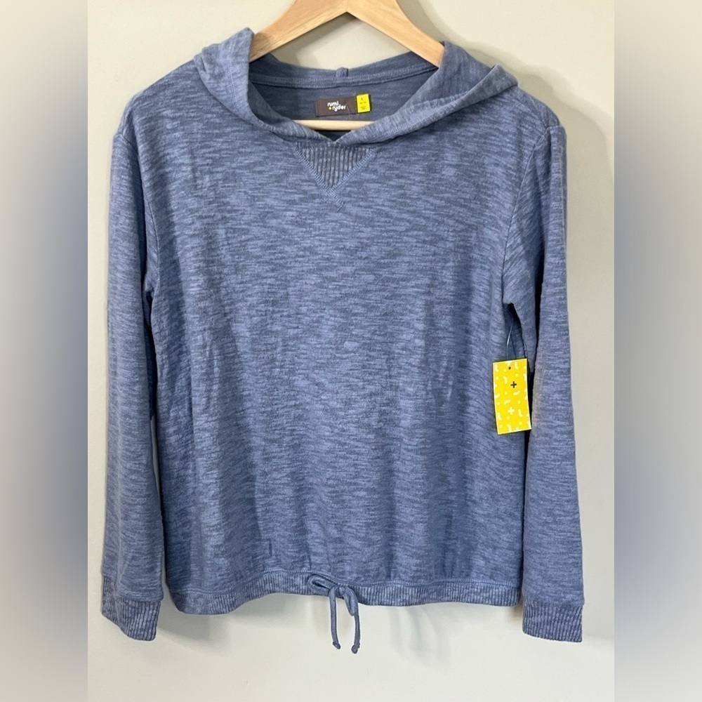 Rumi + Ryder The Tie Front Brushed Pullover Size Large Girls Blue New